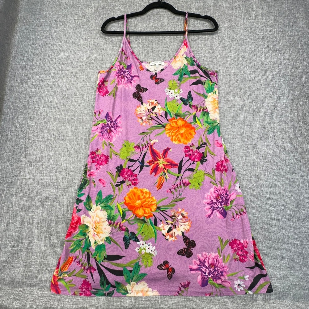 Johnny Was Goza Floral-Print Sleep Dress Womens L (Fits Medium) Butterfly Cami